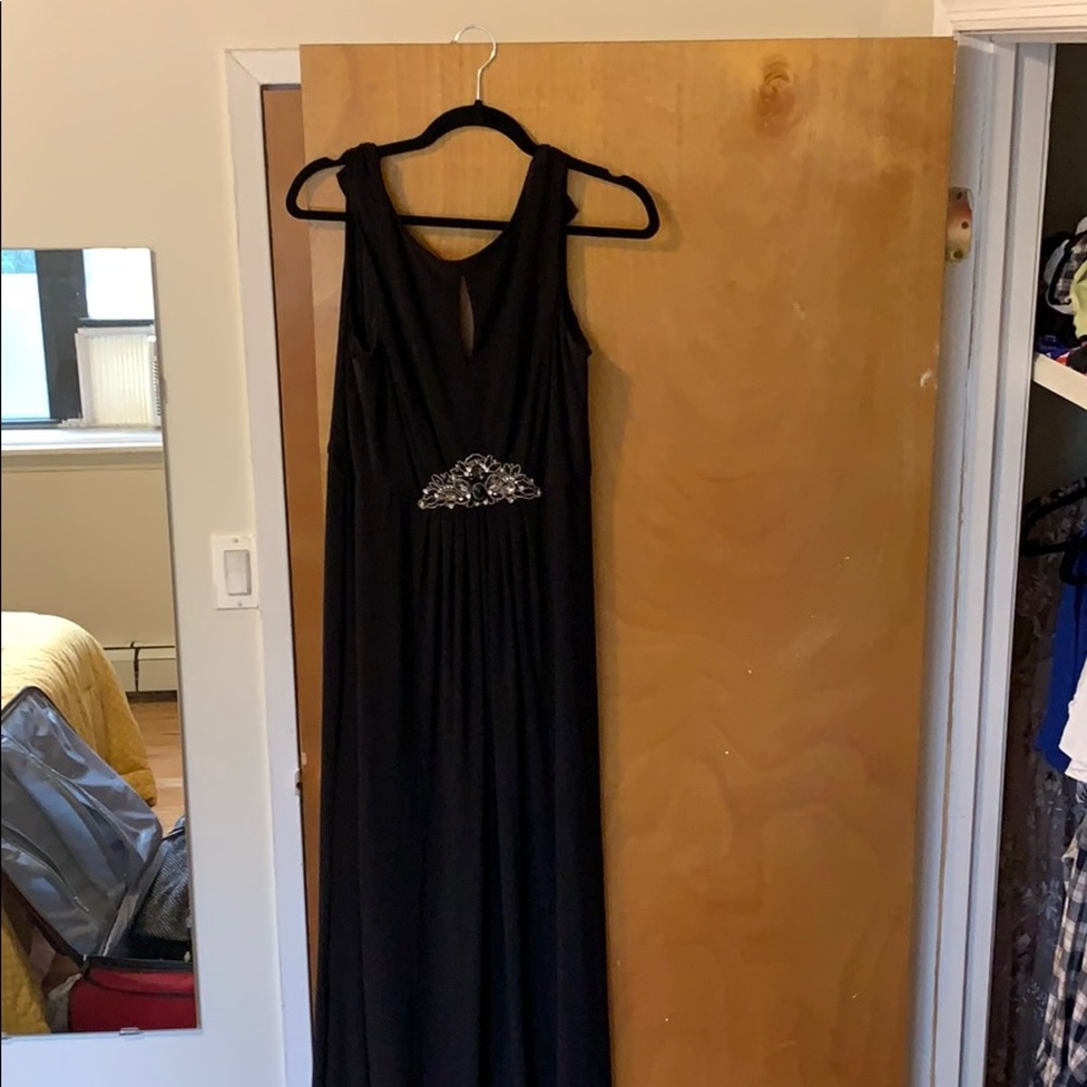 Floor length, black, formal dress